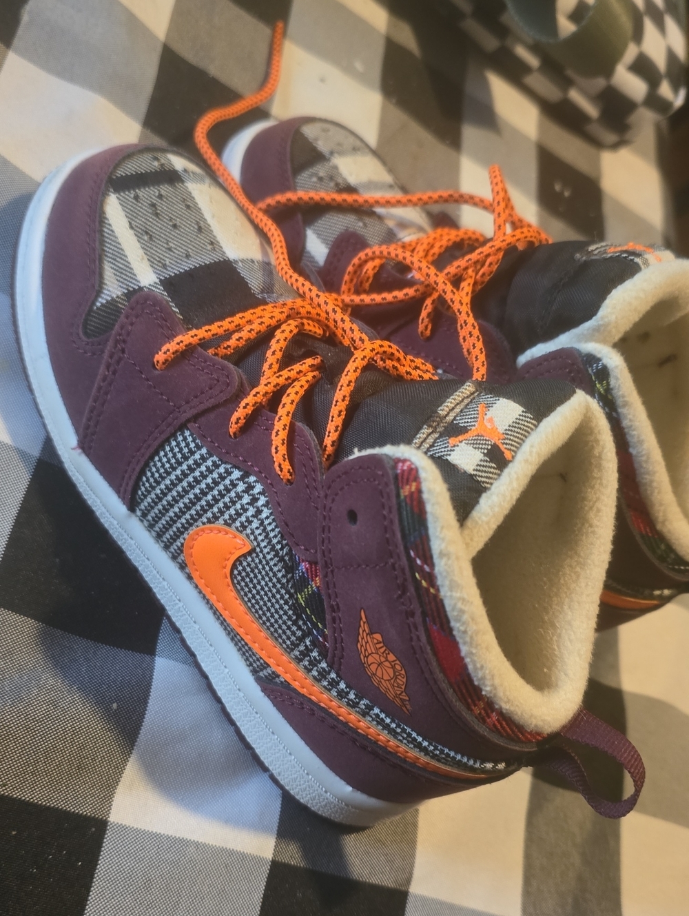 Nike Kids Purple and Orange High-Top Sneakers with Patterned Panels